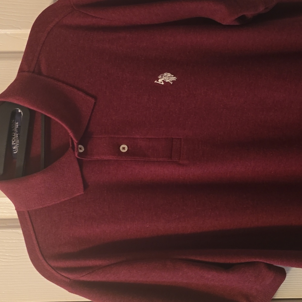 U.S. POLO ASSN. BRAND MEN'S WINE SHORT SLEEVES POLO SIZE LARGE